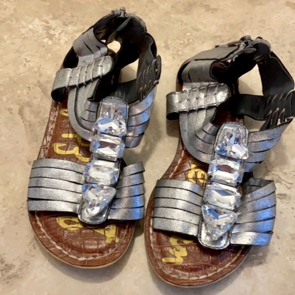 Sam Edelman silver gladiator type sandals girls size 13